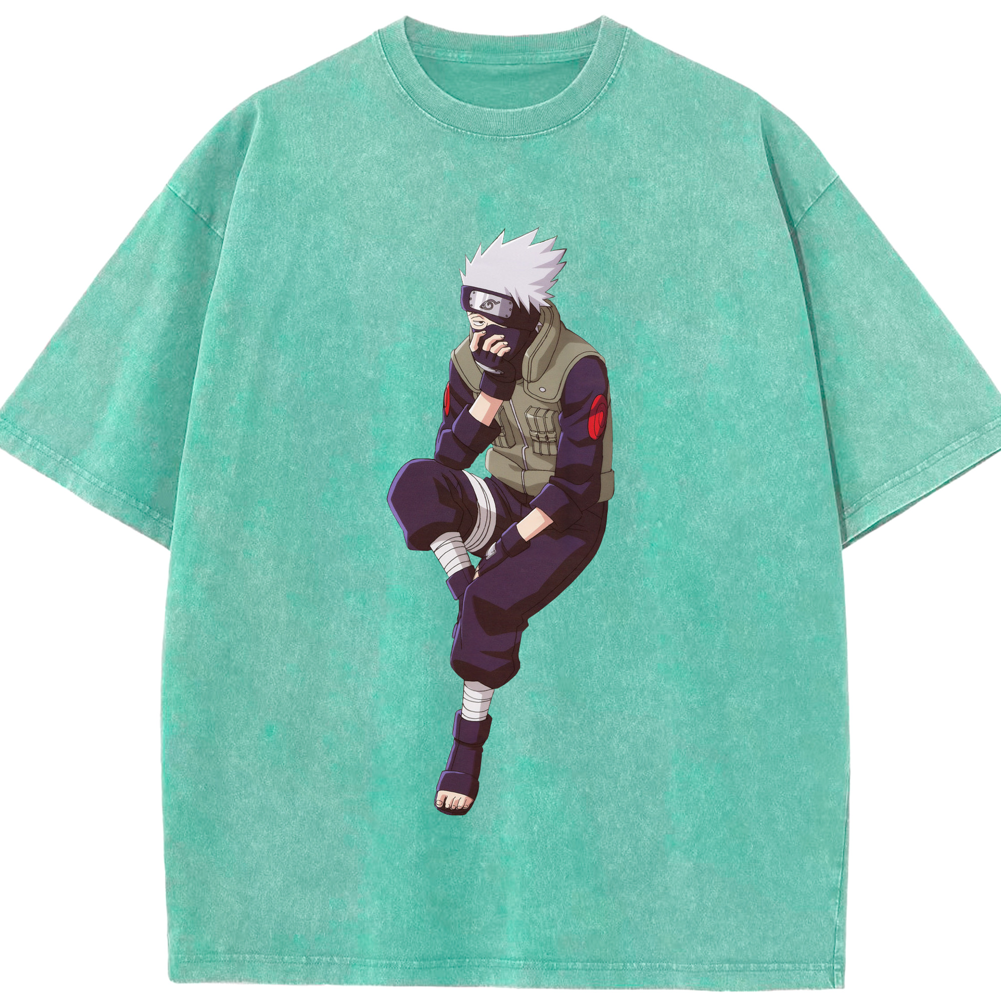 （画像用） NARUTO -ナルト- はたけ カカシ Hatake Kakashi 綿100% ヴィンテージ風 半袖Tシャツ（フロントプリント）